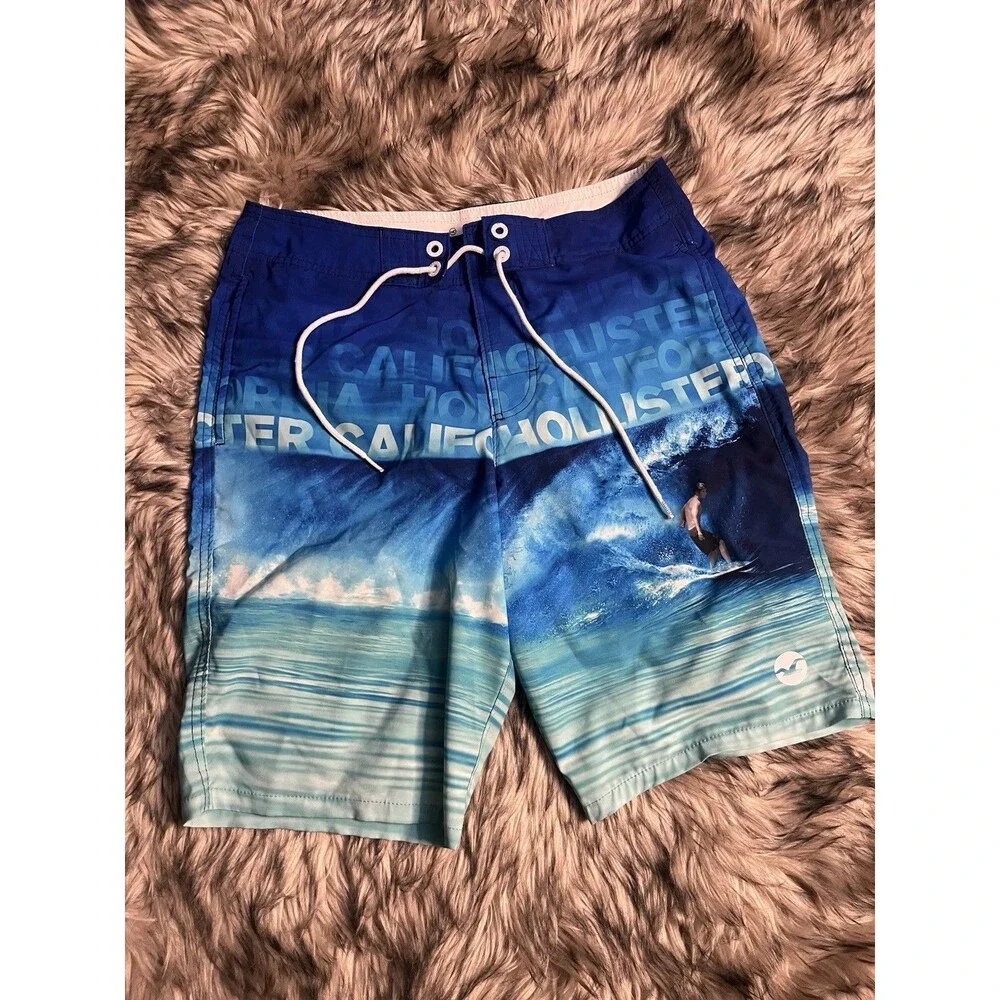 Hollister California Blue Ocean Surf Swim Trunk Shorts Men